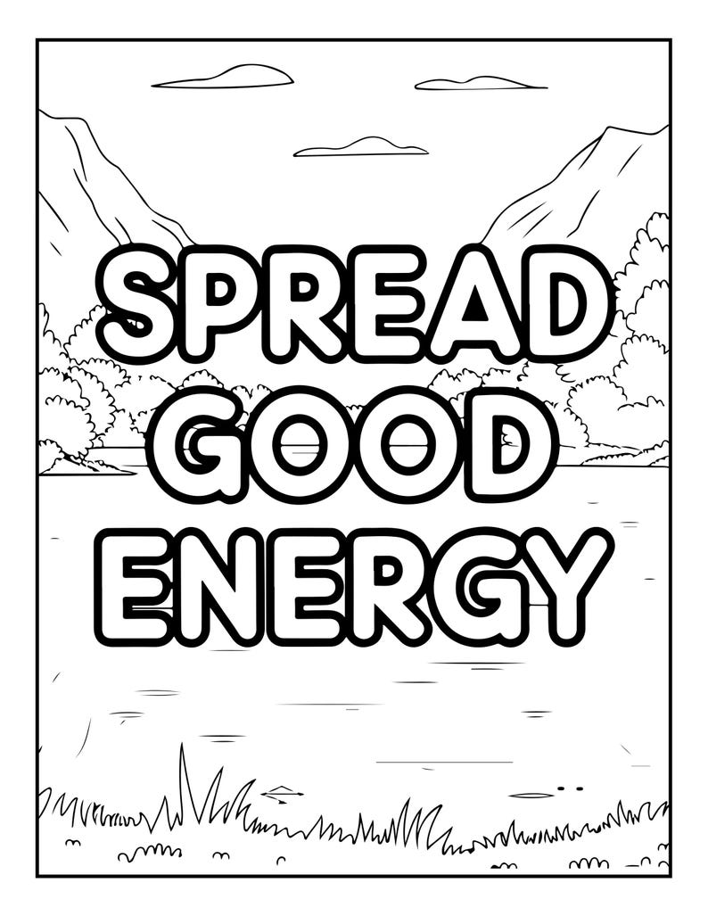 Good Vibes Coloring Book for Teens | Retro Groovy Pages, 92 Designs (Digital Download) image 5