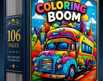 Libro da colorare con scuolabus / Disegni di veicoli semplici e accattivanti / PDF stampabile per bambini (106 pagine)