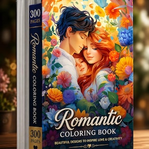 Romantic Couples Coloring Book | 300 Pages Floral Illustrations (Digital Download) image 1