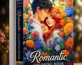Romantic Couples Coloring Book | 300 Pages Floral Illustrations (Digital Download)