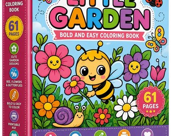 Livre de coloriage Petit Jardin | Pages de jardin faciles et colorées (Téléchargement numérique)