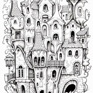 Fantasy City Coloring Book | Whimsical Rainbow Pages, Magical World (PDF Download) image 16