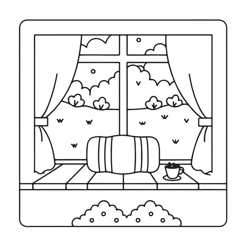 Kolorowanka „Cozy Nooks Bold Easy” | 90 stron, plik PDF do druku (pobranie cyfrowe) zdjęcie 7