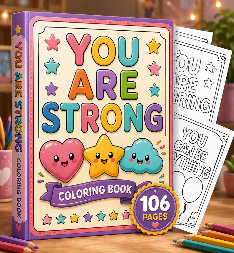 Inspirational Coloring Book for Girls | Positive Quotes, Designs (106 Pages) (Digital PDF) image 1