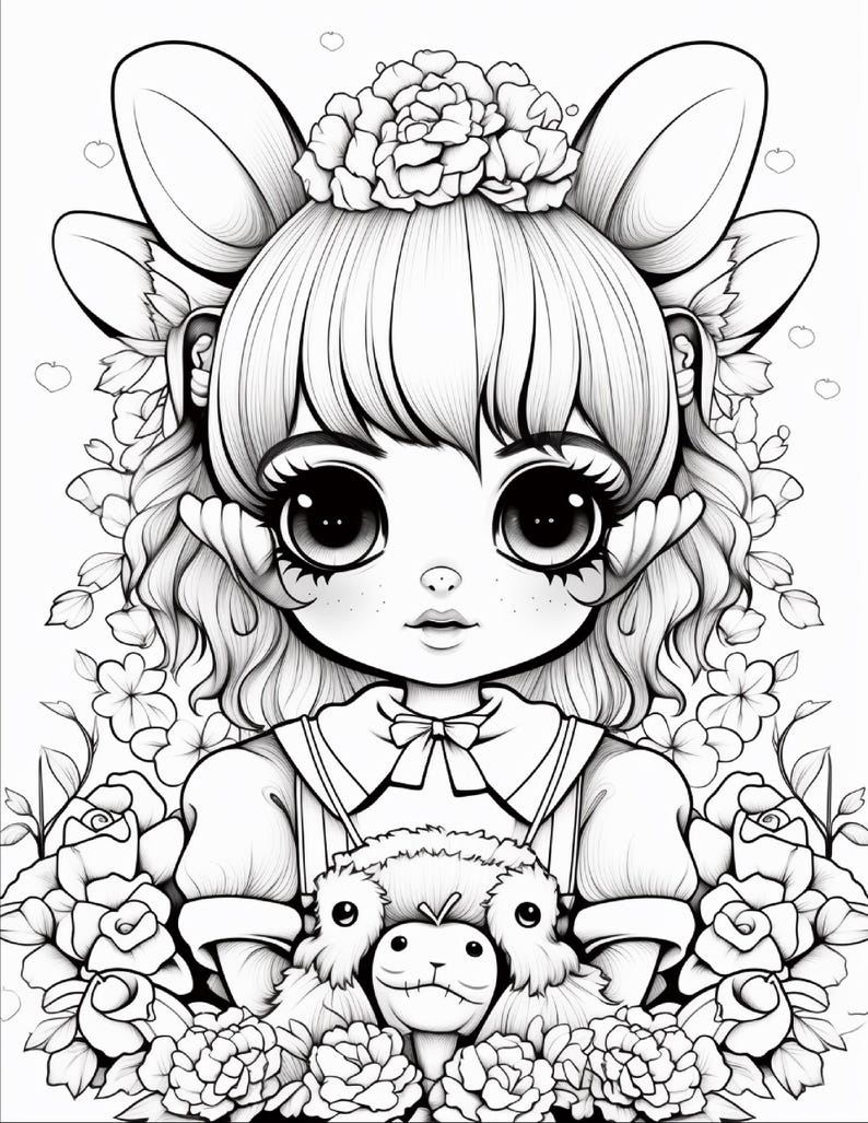 100 vrolijke en makkelijke kleurplaten | Kawaii liefdesboek voor stelletjes (digitale download) afbeelding 13