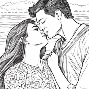 Romantic Couples Coloring Book | 300 Pages Floral Illustrations (Digital Download) image 8