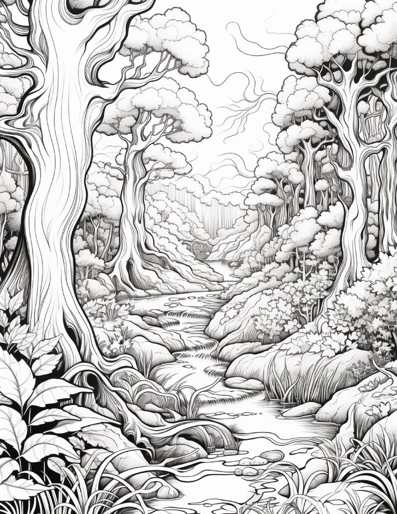 Målarbok i den magiska skogen | 320 sidor med djärva fantasisvampmönster (digital nedladdning) bild 17