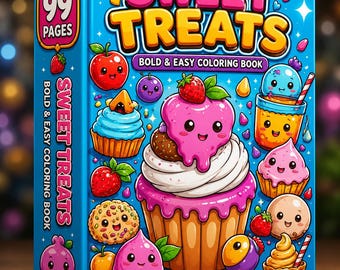 Sweet Treats Coloring Book | 99 Pages Kawaii Dessert Designs (Digital Download)