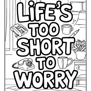 Good Vibes Coloring Book for Teens | Retro Groovy Pages, 92 Designs (Digital Download) image 15
