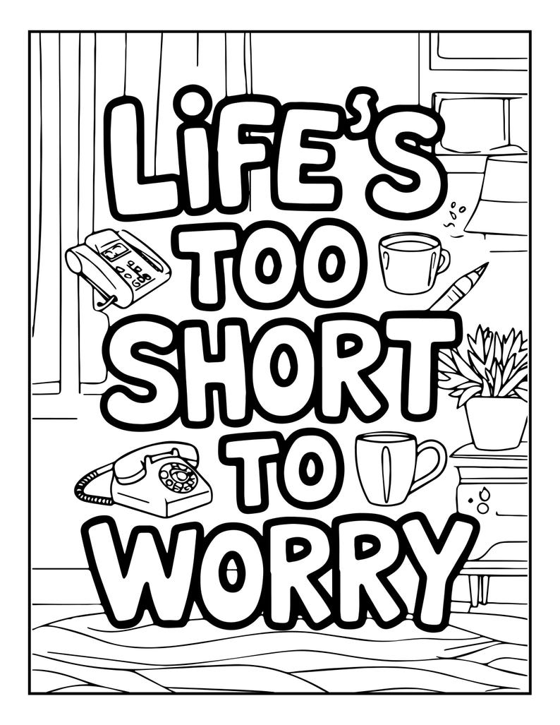 Good Vibes Coloring Book for Teens | Retro Groovy Pages, 92 Designs (Digital Download) image 15