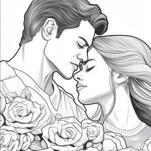 Romantic Couples Coloring Book | 300 Pages Floral Illustrations (Digital Download) image 7