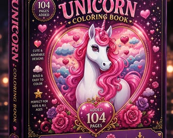 Unicorn Coloring Book | 104 Bold Easy Fantasy Pages (Digital Download)