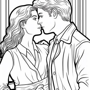 Romantic Couples Coloring Book | 300 Pages Floral Illustrations (Digital Download) image 2