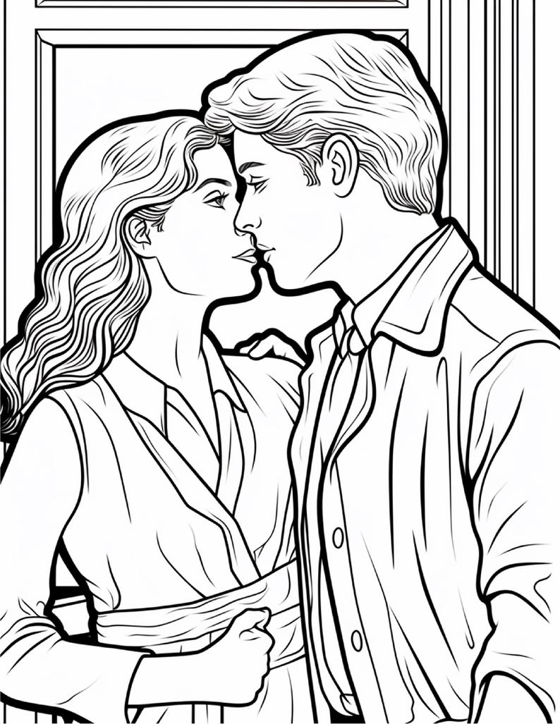 Romantic Couples Coloring Book | 300 Pages Floral Illustrations (Digital Download) image 2