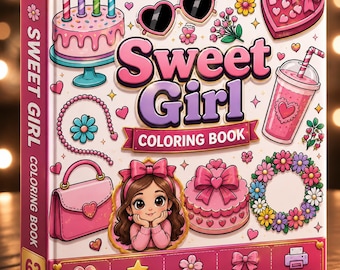 Sweet Girl Coloring Book | 63 Bold Easy Kawaii Pages (Digital Download)
