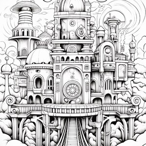 Fantasy City Coloring Book | Whimsical Rainbow Pages, Magical World (PDF Download) image 15