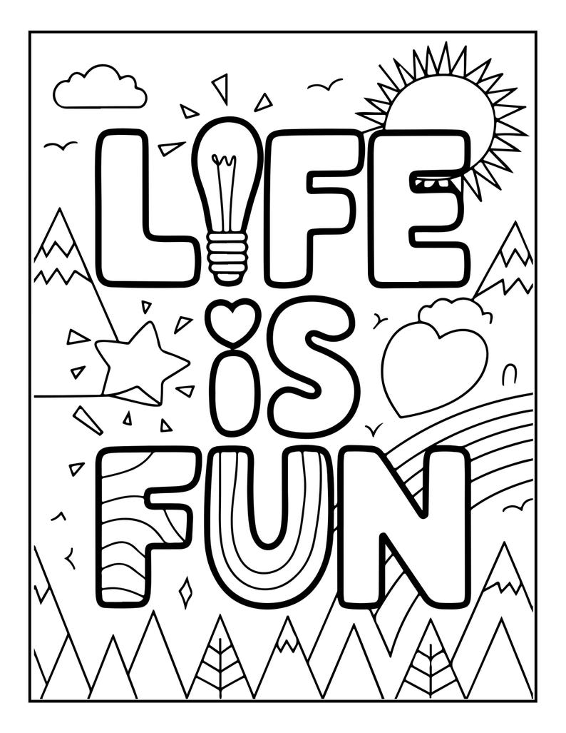 Good Vibes Coloring Book for Teens | Retro Groovy Pages, 92 Designs (Digital Download) image 6