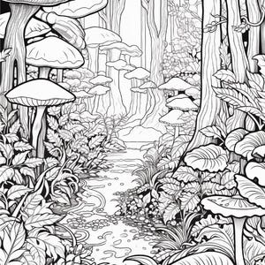 Målarbok i den magiska skogen | 320 sidor med djärva fantasisvampmönster (digital nedladdning) bild 13