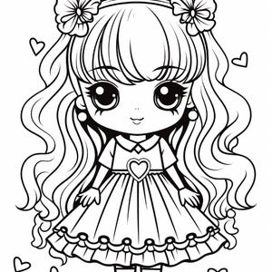 100 vrolijke en makkelijke kleurplaten | Kawaii liefdesboek voor stelletjes (digitale download) afbeelding 17