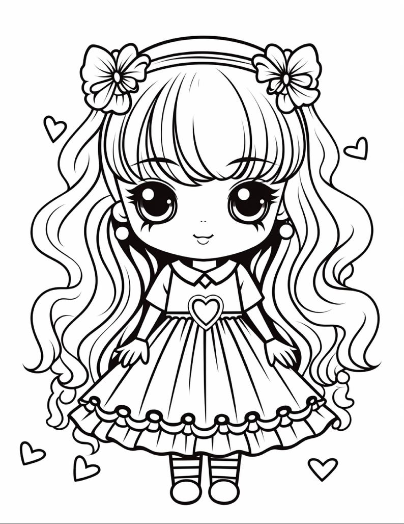 100 vrolijke en makkelijke kleurplaten | Kawaii liefdesboek voor stelletjes (digitale download) afbeelding 17