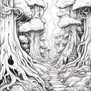 Målarbok i den magiska skogen | 320 sidor med djärva fantasisvampmönster (digital nedladdning) bild 19