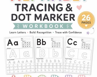 Cahier d'exercices de l'alphabet, PDF imprimable de 26 pages avec tracé des lettres majuscules et minuscules pour la maternelle