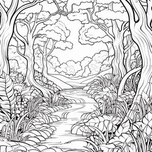 Målarbok i den magiska skogen | 320 sidor med djärva fantasisvampmönster (digital nedladdning) bild 3