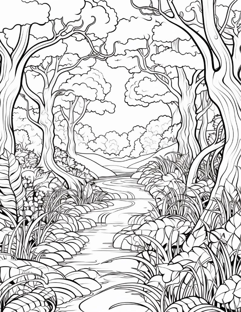 Målarbok i den magiska skogen | 320 sidor med djärva fantasisvampmönster (digital nedladdning) bild 3