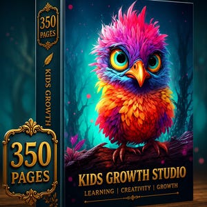 350 Page Whimsical Bird Coloring Book | Kawaii Animals, Woodland Creatures (Digital Download) image 1