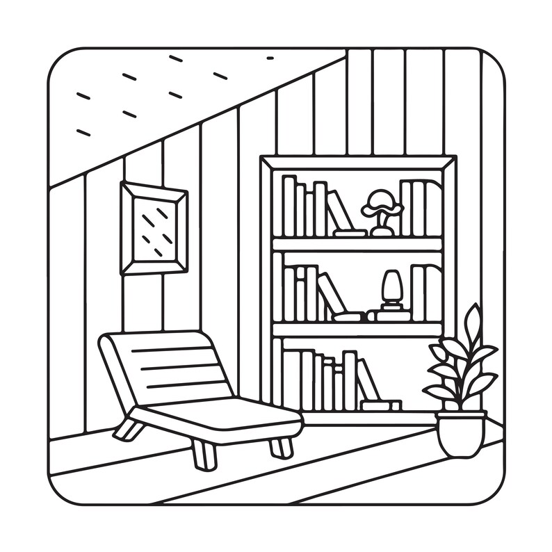 Kolorowanka „Cozy Nooks Bold Easy” | 90 stron, plik PDF do druku (pobranie cyfrowe) zdjęcie 12