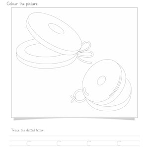 Peut inclure: Une fiche p&eacute;dagogique en noir et blanc intitul&eacute;e Topic: Letter 'c' Worksheet avec des lignes pour le nom de l'&eacute;l&egrave;ve et la date. Elle pr&eacute;sente un dessin au trait de deux castagnettes &agrave; colorier et une section pour tracer la lettre 'c'.