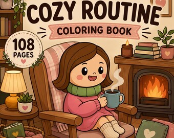 Cozy Routine Coloring Book | 108 Pages Relaxing Scenes (Digital PDF)