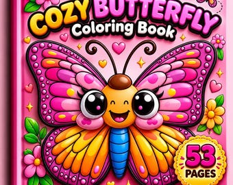 Libro para colorear de mariposas acogedoras / Páginas sencillas y llamativas para adultos y niños (Descarga digital)