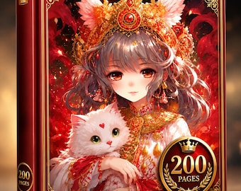 Anime Girl Coloring Book | 200 Pages, Relaxation, Printable PDF (Digital Download)