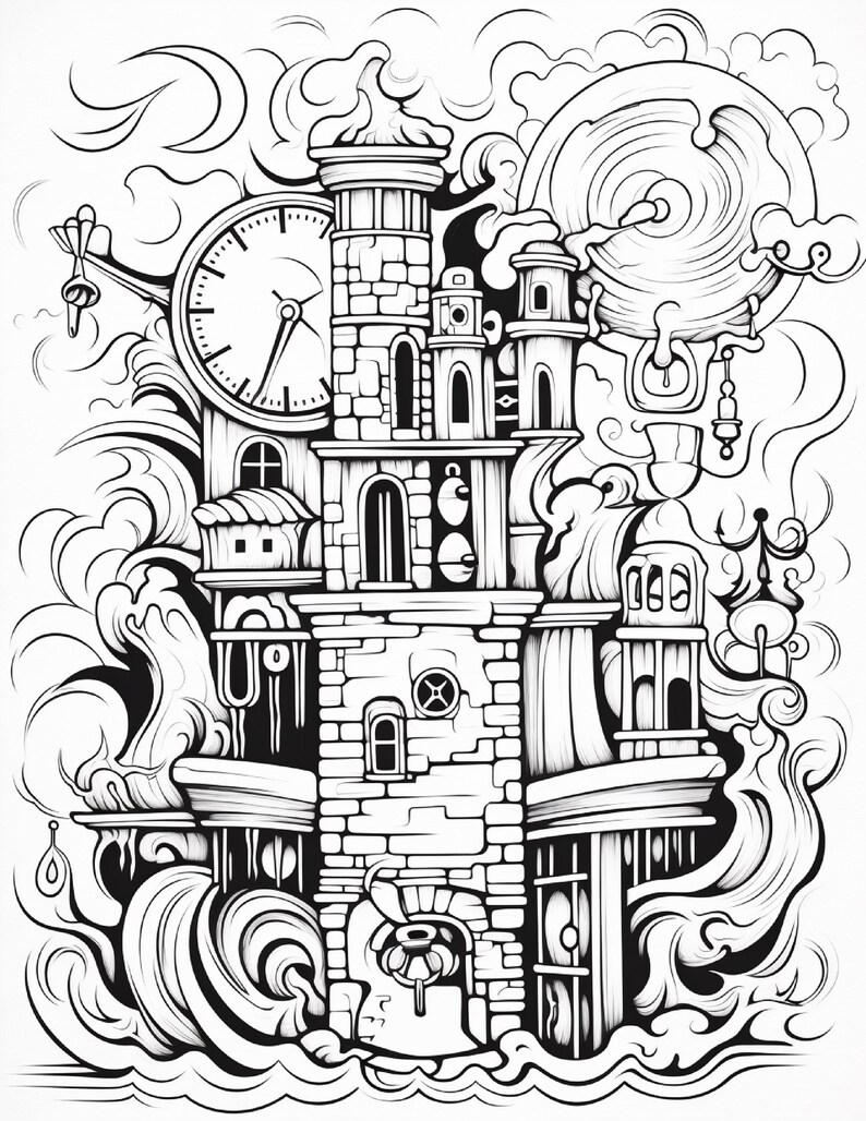 Fantasy City Coloring Book | Whimsical Rainbow Pages, Magical World (PDF Download) image 17