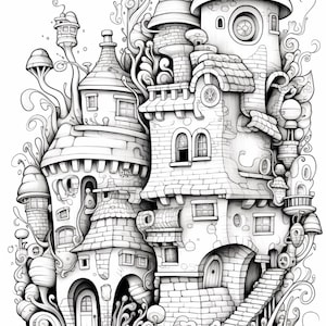 Fantasy City Coloring Book | Whimsical Rainbow Pages, Magical World (PDF Download) image 5