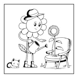 Into Gardens – Ein mutiges und einfaches Malbuch | Welpen, Blumen, Schmetterlinge (Digitaler PDF-Download) Bild 14