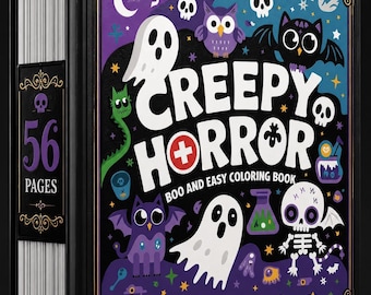 Libro da colorare horror da brividi / 56 pagine facili per Halloween (download digitale)