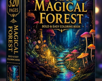 Målarbok i den magiska skogen | 320 sidor med djärva fantasisvampmönster (digital nedladdning)