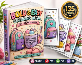 Libro para colorear de autocuidado acogedor para adultos / Páginas sencillas y relajantes (Descarga digital)
