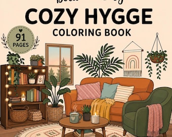 Cozy Hygge Coloring Book | 91 Pages Relaxing Home Scenes (Digital PDF Download)