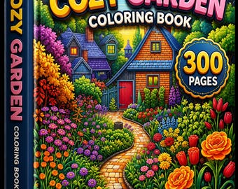 Cozy Garden Coloring Book | Bold, Easy Illustrations, 300 Pages (Digital Download)