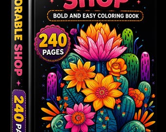 Livro de colorir Bold & Easy Shop | 240 páginas com desenhos aconchegantes (Download digital)