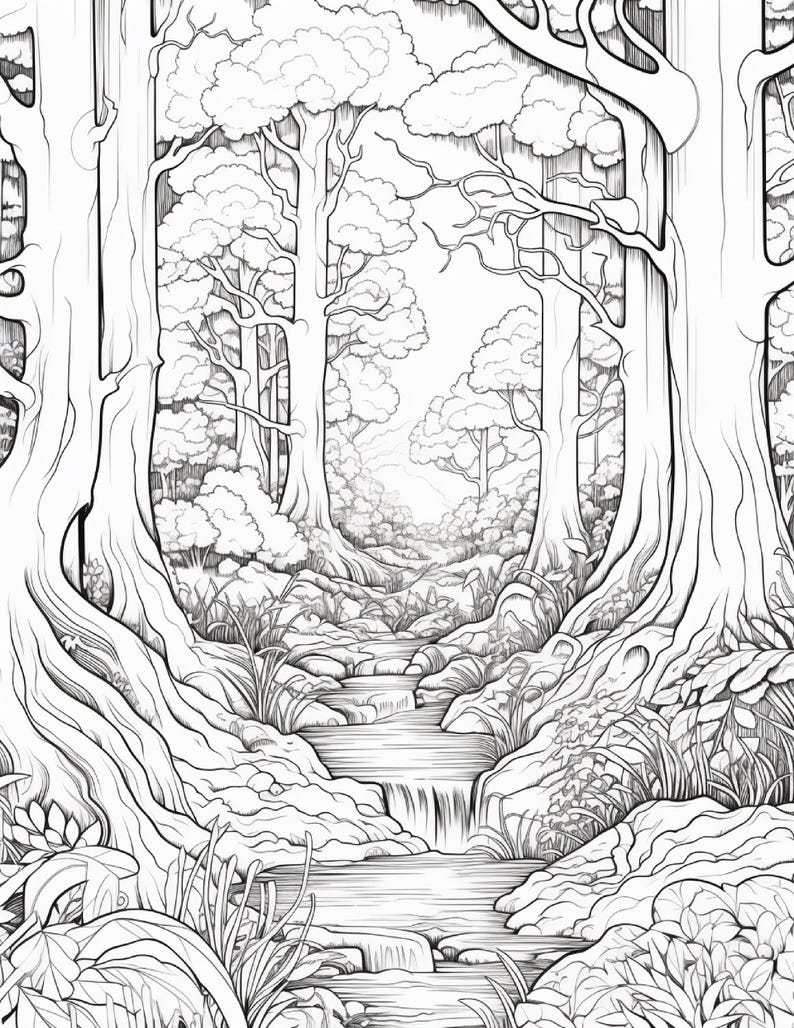Målarbok i den magiska skogen | 320 sidor med djärva fantasisvampmönster (digital nedladdning) bild 2