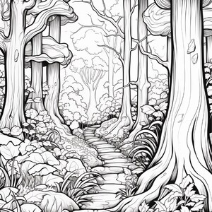 Målarbok i den magiska skogen | 320 sidor med djärva fantasisvampmönster (digital nedladdning) bild 12