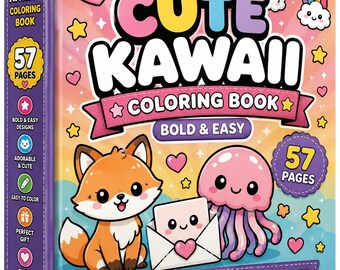 かわいい塗り絵ブック｜大胆で簡単なデザイン、57ページ（PDFダウンロード）