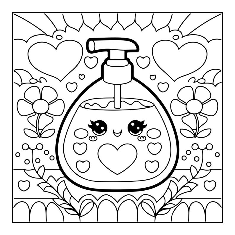 Fet, lättsam målarbok | 50 kawaii-sidor (digital nedladdning) bild 2