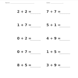 May include: A white educational worksheet titled Addition &bull; Single Digit with a gray header. It features ten math problems with single-digit numbers and blank lines for answers. The bottom text reads Single Digit Addition Practice Page 15 of 100.
