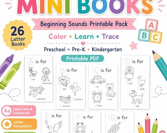 Phonics Mini Books, A-Z Beginning Sounds Printable PDF