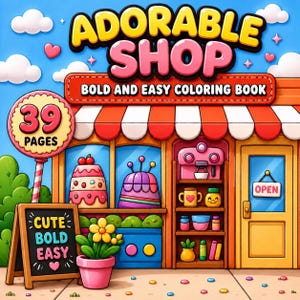 Kleurboek 'Bold & Easy' | Winkels, lekkernijen, scènes (PDF-download) afbeelding 1